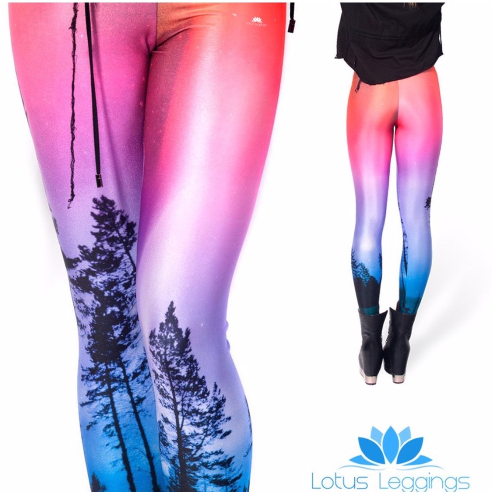 Medium Magical Forest Gradient Leggings Pink and Blue